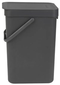Кош за разделно събиране на боклук Brabantia Sort&Go 647670, 12 л, Дръжка, Възможност за стенен монтаж, Тъмносив