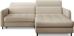 Бежов кадифен разтегателен ъглов диван с място за съхранение (десен ъгъл) Gomsi – ELTAP