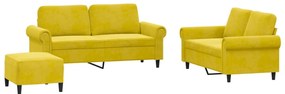 3202226 vidaXL Комплект дивани от 3 части с възглавници, жълт, кадифе
