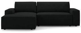 Черен разтегателен ъглов диван от букле (ляв ъгъл) Jodie – Micadoni Home