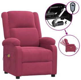 3098409 vidaXL Електрически масажен стол, виненочервен, кадифе