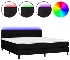 3133407 vidaXL Боксспринг легло с матрак и LED, черно, 160x200 см, плат