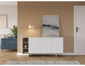 Бял нисък скрин от дъб 170x80 cm Cequoia - Marckeric