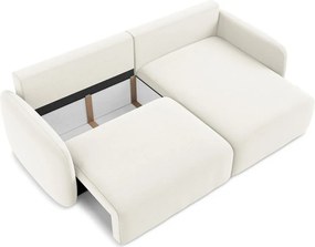 Кремав кадифен сгъваем/с място за съхранение ъглов диван (десен ъгъл) Kalena – Makamii