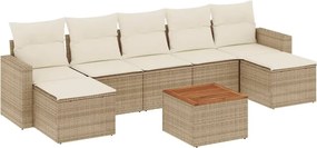3224252 vidaXL Градински диван с възглавници, 8 части, бежов полиратан