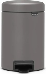 Кош за боклук с педал Brabantia NewIcon 1001096, 3 л, Плавно затваряне, Противоплъзгаща основа, Минерално покритие, Сив
