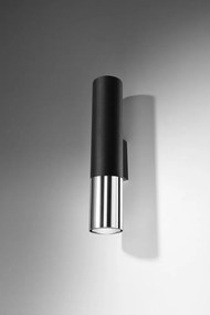 Черна/сребристa метална стенна лампа ø 6 cm Longbot – Sollux