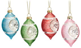 Стъклени ръчно изработени коледни украси в комплект от 4 бр. ø 5,5 cm Vintage – Sass &amp; Belle