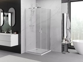 Mexen Exo-S Duo квадратна плъзгаща се душ кабина 90 x 90 см, прозрачна, хром