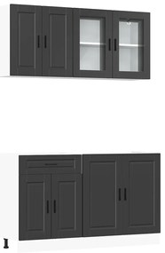 3314872 vidaXL Комплект кухненски шкафове от 4 части "Porto", черен, инженерно дърво