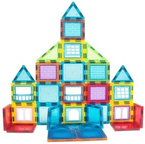 Магнитен комплект за строителство за деца - комплект от 130 части с цветни магнитни кубчета