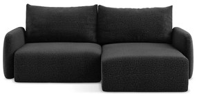 Черен разтегателен ъглов диван с място за съхранение (десен ъгъл) Kalena – Makamii