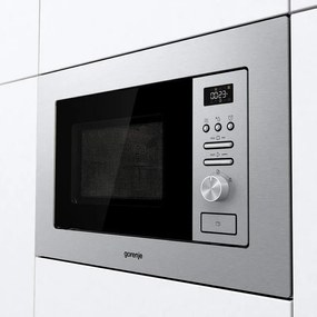 Микровълнова фурна за вграждане Gorenje BM201AG1X, 20 л, 1000 W, Грил, Автоматични програми, AquaClean, Сребрист