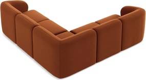 Теракотен кадифен ъглов диван Lani – Makamii