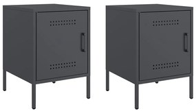 842915 vidaXL Нощни шкафчета, 2 бр, антрацит, 36x39x50,5 см, стомана