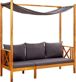 310321 vidaXL Градинска пейка със сенник, акациево дърво масив