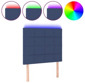 3122420 vidaXL LED горна табла за легло, синя, 100x5x118/128 см, плат