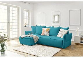 Тюркоазен ъглов разтегателен диван (ляв ъгъл) Leon - Bobochic Paris
