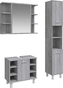 3187607 vidaXL Комплект шкафове за баня от 3 части инженерно дърво Сив сонома