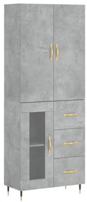 3195943 vidaXL Висок шкаф, бетонно сив, 69,5x34x180 см, инженерно дърво