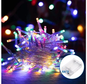 Aigostar LED коледен гирлянд 50 LED, 5,3 м, 3xAA, мултицветен