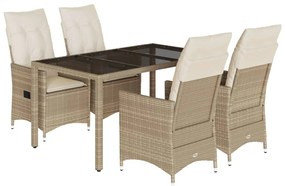 3276802 vidaXL Градински комплект с възглавници, 5 части, бежов полиратан