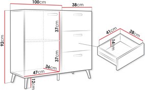 Бюфет Picru 1D3SZ-Бяло Gualistero