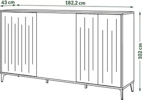 Скрин РИМИНИ К-182 Елегантен Орех/Черно - МОДЕРЕН ШКАФ С НАБРАЗДЕНИ ФРОНТОВЕ