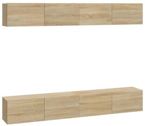 3114192 vidaXL Стенни ТВ шкафове, 4 бр, дъб сонома, 100x30x30 см