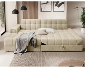 Светлокафяв кадифен сгъваем ъглов диван (ляв ъгъл) Blezalt – ELTAP
