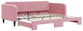 3197073 vidaXL Канапе с изтеглящо разтегателно легло розово 100x200 см кадифе
