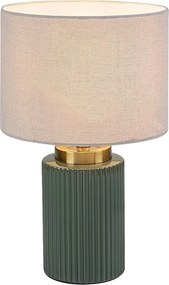 Rabalux Glovy, настолна лампа, зелена керамична лампа с бял текстилен абажур, E14