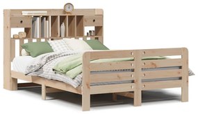 3309965 vidaXL Легло с етажерка за книги, без матрак, 150x200 см, бор масив