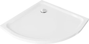 Mexen Flat полукръгъл душ-кабина slim 90 x 90 см, бял, хромиран сифон - 41109090