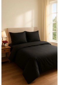Черно единично удължено спално бельо с включен долен чаршаф 3 части 160x220 cm Classic – Mila Home