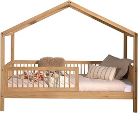 Детско легло от масивен дъб с форма на къща с включена подматрачна рамка в естествен цвят 90x200 cm Forrest – Vipack