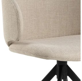 НЭЛЯ Бежово (тъкан Басэл 24)/черни крака - МОДЕРЕН ТАПИЦИРАН ВЪРТЯЩ СЕ СТОЛ ПЛЕТЕНИЦА ЗА ДНЕВНА/ТРАПЕЗАРИЯ/ОФИС