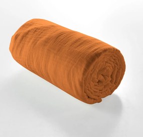 Оранжев/кафяв муселинов чаршаф 160x200 cm Angelia – douceur d'intérieur