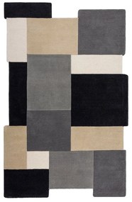 Черно-сив ръчно изработен вълнен килим 200x290 cm Collage Monochrome – Flair Rugs