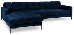 Тъмносин ъглов диван от кадифе , ляв ъгъл Bali - Cosmopolitan Design