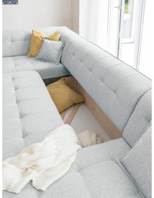 Светлосив U-образен разтегателен диван, ляв ъгъл Dazzling Daisy - Miuform