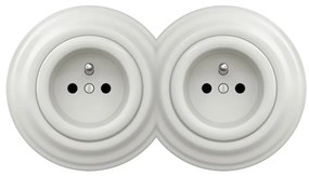 Kliklap - Двойна ретро розетка с рамка 230V бяла