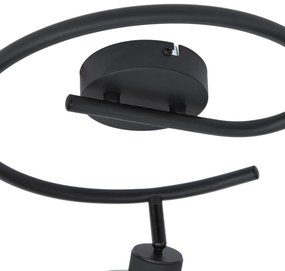 Дизайнерски плафон черен с опушено стъкло кръгъл 3-лампи - Domo