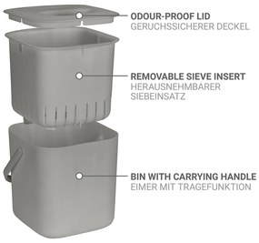 Светлосив контейнер за компостируеми отпадъци 3 l Conny – Wenko