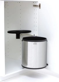 Кош за боклук за вграждане Brabantia Built-In 647044, 15 л, Широк отвор, Пластмасова вътрешна кофа, Инокс