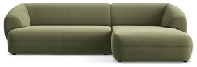 Зелен кадифен ъглов диван (десен ъгъл) Moana – Makamii