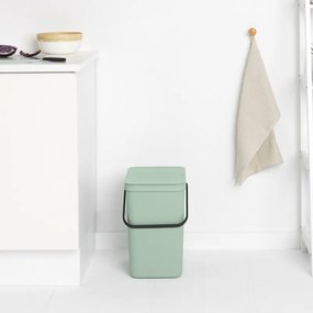 Кош за разделно събиране на боклук Brabantia Sort&Go 1005522, 25 л, Дръжка, Възможност за стенен монтаж, Светлозелен