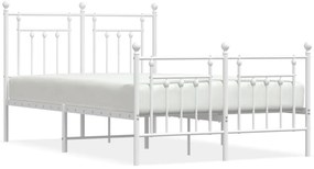 353602 vidaXL Метална рамка за легло с горна и долна табла, бяла, 120x200 см