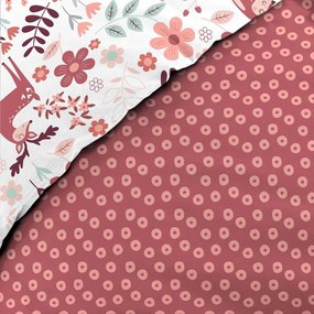 Бяло/розово единично памучно детско спално бельо 140x200 cm Bichette – douceur d'intérieur