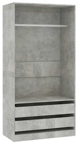 800607 vidaXL Гардероб, бетонно сиво, 100x50x200 см, ПДЧ